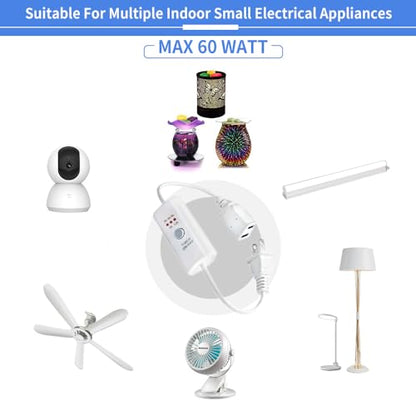 HNB Auto Off Timer for Oil Wax Warmer Burner Indoor Small Appliances Timer Plug for Electrical Outlet 5 Timing Setting 12 Hours Timed Power Switch (timer5D0.5m1pc B) - color: White B