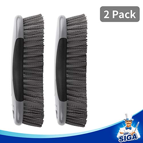 MR.SIGA Multi-Purpose Heavy Duty Scrub Brush - Pack of 2 - color: Gray & Black