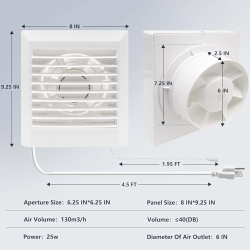Window Shutter Exhaust Fan both Intake & Exhaust,Wall-Mounted Ventilation Fan for Bathroom Window Home Attic (9.5 In) - size: 9.5 In