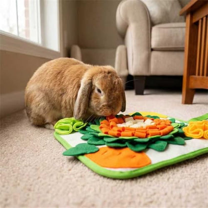 Rabbit Foraging Mat Snuffle Mat for Small Animals Rabbit Toy 11.81"x11.81" Rabbits Snuffle Mat Pets Interactive Feeding Matt Treat Dispenser for Bunny Guinea Pigs Ferrets Chinchillas (#A) - color: #A