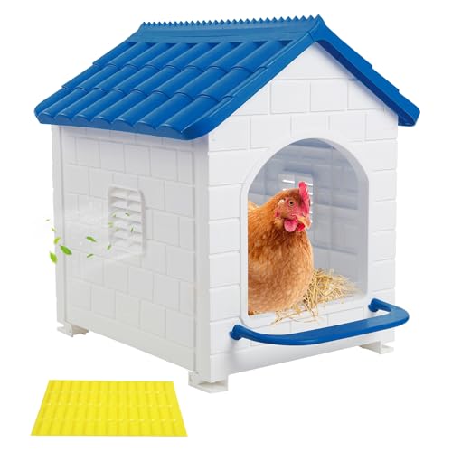 HiCaptain Chicken Nesting Box, Plastic Compartment Chicken Nesting Boxes for Chickens Coop for Laying Eggs for Hens, Ducks and Poultry with Chick Nesting Pads, Blue - color: Blue