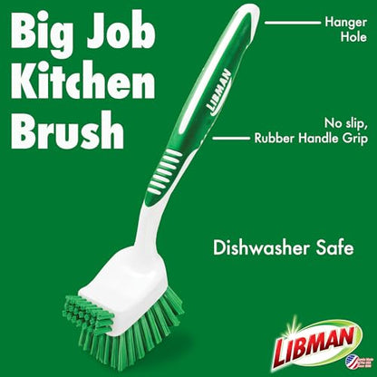 Libman Heavy Duty Scrub Brush Kit | Cleaning Brushes for Household Use | Tub Scrubber | Easy Grip Scrub Brush | Big Job Kitchen Brush | Dual Sided Tile & Grout Brush | 3 Different Brushes Included - style: Heavy Duty Scrub Brush Kit