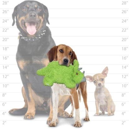 MIGHTY® 2 Pack Microfiber Medium Triceratops Dog Toys | Ultra Durable Plush Toy with Multiple Layers & Reinforced Seams , Washable and Floats , Mighty® Construction - color: 2PK Green Triceratops