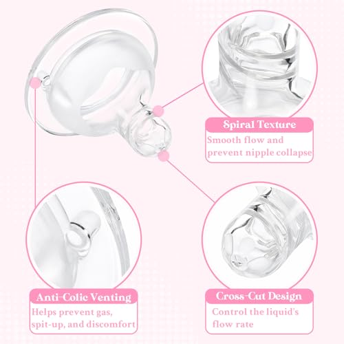 LittleForBig Silicone Soft Touch Adult Bottle Nipples Replacement Teat Compatible with LittleForBig Bottles - Spiral Texture 3-Pack