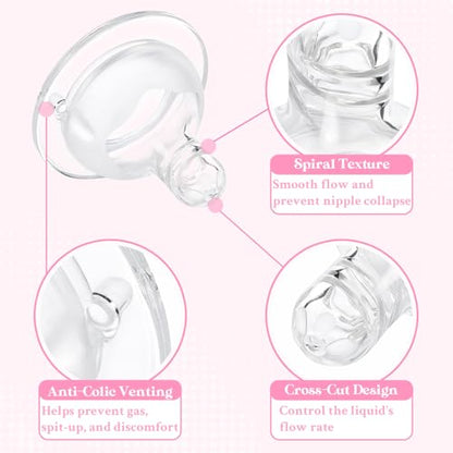 LittleForBig Silicone Soft Touch Adult Bottle Nipples Replacement Teat Compatible with LittleForBig Bottles - Spiral Texture 3-Pack