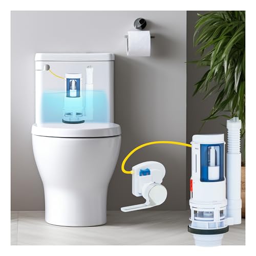 2-Inch Dual Flush Valve Conversion Kit Toilet Repair with Metal Handle | Water-Saving Upgrade for 2-Piece Toilets, Converts Single Flush to Dual Flush, UPC and cUPC Listed, Not for 3-Inch Toilets - color: White(Handle Version)