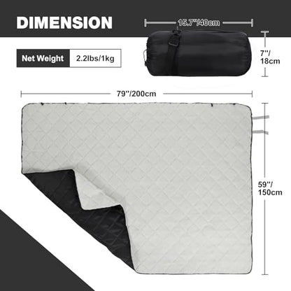 REDCAMP 59"x79" Large Warm Camping Blanket Waterproof Windproof with Fleece Lining, Outdoor Blanket for Cold Weather Stadium Picnic Travel, Machine Washable Black & White - color: White&black/59"x79"