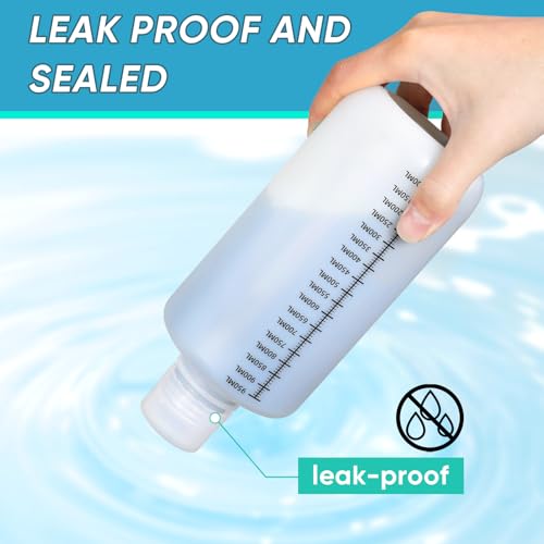 32oz/1000ml Narrow Mouth Plastic Bottles with Caps, HDPE Laboratory Grade Graduated Liquid Containers for Reagent Sample Medicine Water Storage (Translucent, 2 Pcs) - size: 32 oz