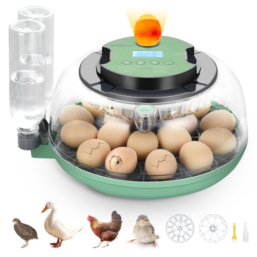 18 Egg Incubator with Automatic Egg Turning - Hatching Unit with Digital Control & Built-in Candler, 2 Size Egg Tray, Automatic Water Refill, Egg Incubator for Hatching Chicken Quail Duck Turkey Goose
