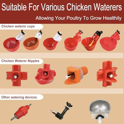 10 Pack Chicken Waterer ABS Tee Fittings. Suitable for Chicken Water Cups, Nipples and Other Poultry Waterers, White and Thickened