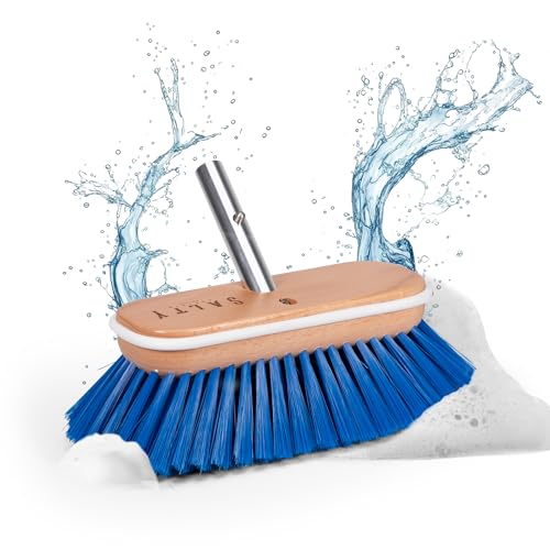Salty Captain Medium Bristle Boat Deck Brush – Versatile Cleaning for Non-Skid, Fiberglass & Painted Surfaces – Durable Marine-Grade Design - style: Brush Medium (Pole not included)