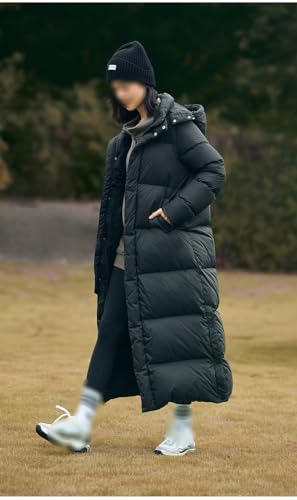 Women's White Duck Down Jacket Long Knee Length Loose Warm and Thick Autumn/Winter Black Coat - size: 3X-Large