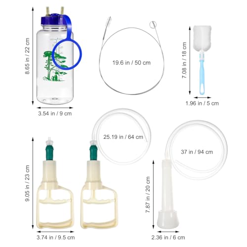YARNOW Manual Goat Milking Machine Portable Cow Milker Kit, 1L Hand Vacuum Pump Sheep Milking Equipment for Small Farm, Cattle Extractor with Clear Bottle & Cleaning Brushes