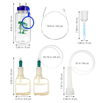 YARNOW Manual Goat Milking Machine Portable Cow Milker Kit, 1L Hand Vacuum Pump Sheep Milking Equipment for Small Farm, Cattle Extractor with Clear Bottle & Cleaning Brushes