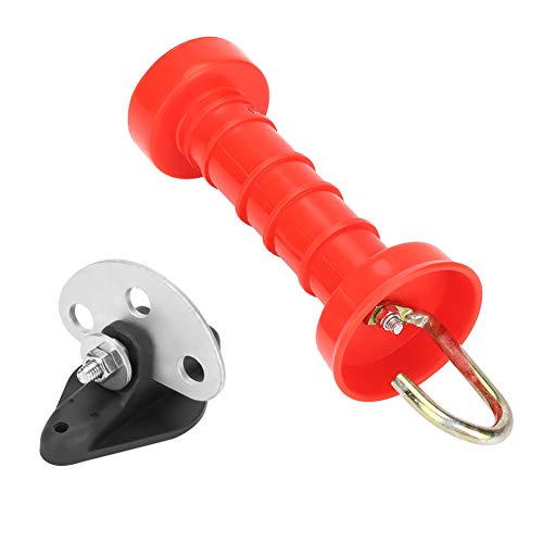 JTLB 10pcs Insulated Electric Fence Gate Handles, Stainless Steel and HDPE Spring Gate Handles with Anchor Plates, for Electric Fence Installation