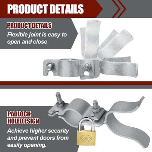 1-3/8" x 1-5/8" Chain Link Gate Latch,Galvanized Fence Gate Latch Fork Latch,Durable Chain Link Fence Lock for Farm Use Property Ownersz(Silver) - size: 1-3/8" x 1-5/8"