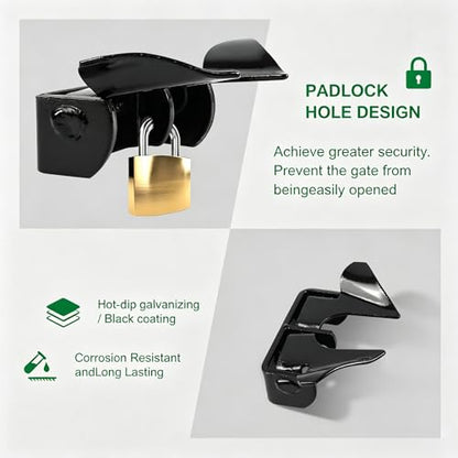 2 Pack Wall Mount Butterfly Latch 1-3/8" to 1-5/8", Gate Fork Lock with Padlock Hole, Chain Link Fence Parts, Gate Fork Latch,Chain Link Fence Gate Latching Hardware (Black - 2 pcs) - color: Black - 2 pcs
