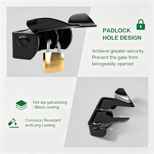 Wall Mount Butterfly Latch 1-3/8" to 1-5/8", Gate Fork Lock with Padlock Hole, Chain Link Fence Parts, Gate Fork Latch,Chain Link Fence Gate Latching Hardware(Black) - color: Black