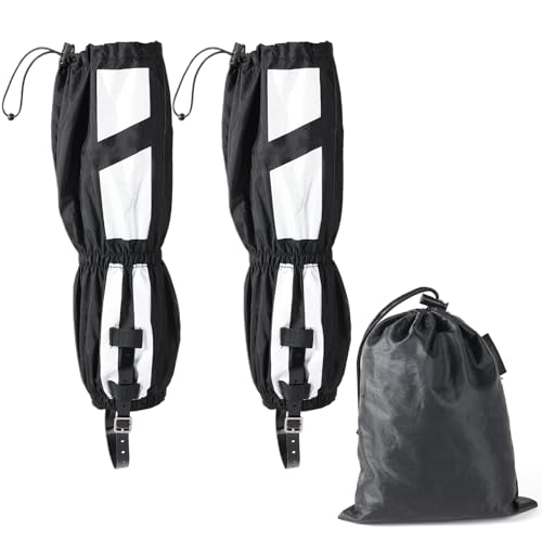 Keenso Hiking Gaiters,Reflective Leg Gaiters with Adjustable Elastic Top for Hiking Skiing Outdoor Activities