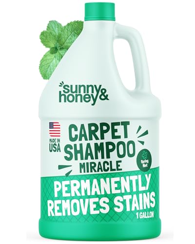 Sunny & Honey Carpet Cleaner Shampoo Solution for Machines, 1 Gal Mint | USA Made - Stain and Odor Eliminator - Cleans Carpets and Upholstery - For Upright and Spot Cleaners - Concentrated Formula - size: 128 Fl Oz (Pack of 1)