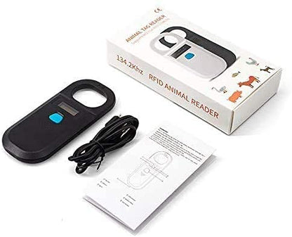 Pet Microchip Scanner Rechargeable RFID EMID Micro Chip Reader Scanner 134.2kHz 125kHz 15 Digits Pet Chip ID Scanner for Animal/Pets/Pigs/Dogs/Cats (190A)
