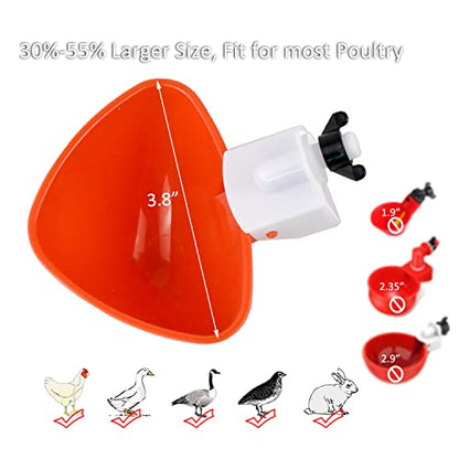 Large Chicken Waterer Feeder Automatic DIY Chicken Water Cups for Chick Duck Quail Poultry Waterer Kit (Orange)