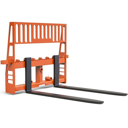 YITAMOTOR 45" Pallet Forks Frame Attachment with 48" Pallet Forks Forklift Blades, 4000 lbs Capacity with 3 Spear Sleeves for Kubota Bobcat Skid Steer Loaders Tractors
