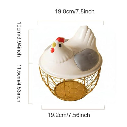 Chicken Egg Basket with Ergonomic Handles Farmhouse Storage Egg Collection Vegetable Fruit Organizer Metal Mesh Suitable for Home Decoration, Gray