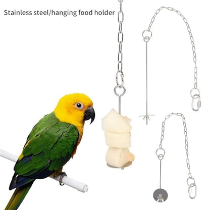 Hanging Feeders for Chickens Stainless Steel Construction Adjustable Chain Vegetable Skewer and Toy Function to Relieve Stress Feeding Tool - size: S