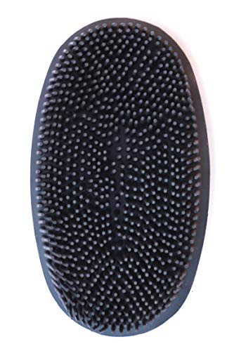 Grewal Equestrian Oval Face Grooming & Bathing Curry Brush for Horses, Dogs, Cats, & Other Pets - Very Soft Bristles (Black) - color: Black
