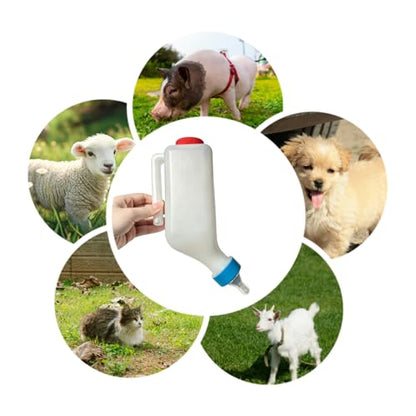 Baby Lamb Feeding Bottle 2pcs 800ml Hanging Goat Feeder Bottles with Scale and Cleaning Brush Plastic Nursing Bottle for Lamb Goat Fawns Piglet Kitten Puppy Baby Goat Supplies