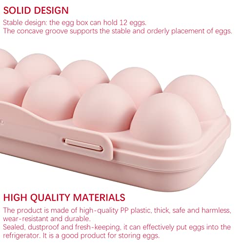 2 Pieces Egg Container For Refrigerator, 12 Grid Egg Storage Box with Lid, Stackable Plastic Egg Holder Tray for Kitchen Restaurant