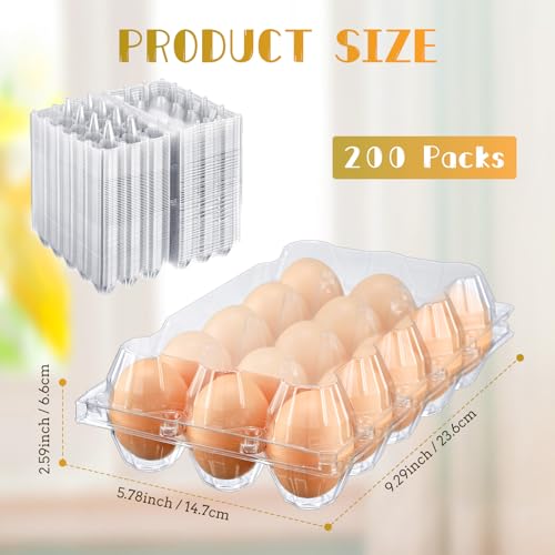 Zubebe 200 Clear Plastic Egg Trays - Bulk Empty Chicken Egg Tray Holds Securely - Clear Blank Egg Cartons for Farm, Market, Home Refrigerator Storage (3 x 5 Grids) - size: 3 x 5 Grids