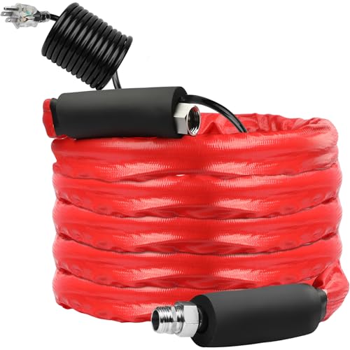 13FT，26FT，50FT RV Heated Drinking Water Hose | Water Line Freeze Protection -45°C（-49°F）Heat Garden Hoses,Water Hose for Winter Includes Adapter for Connection to Either End of Hose - size: 26 FT
