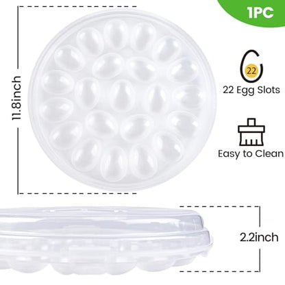 HANSGO Deviled Egg Containers with Lid, Portable Deviled Egg Platter Carrier Holder Trays with 22 Slots for Holiday Party and Home Kitchen, Clear - color: Transparent