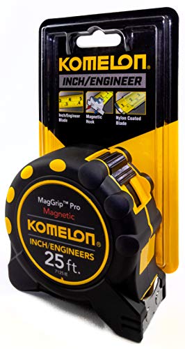 Komelon 7125IE; 25' x 1" Magnetic MagGrip Pro Tape Measure with Inch/Engineer Scale, Yellow/Black - style: Tape Measure