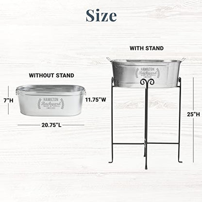 Let's Make Memories Personalized Backyard Bar Beverage Tub With Stand - Custom Beverage Tub - 20¾"Lx11¾"Wx7"H - 25"H Stand - 5.5 Gallons - color: Message & Year, size: With Stand