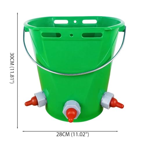 Feed Bucket,Livestock Milk Feeder Bucket 8L Large Capacity with 3 Nipple 3 Mouth Feeding Station for Lamb Calf Goat Kid Piglet Food Grade Plastic Farm Nursing Pail with Internal Scale and Handle - color: Green3