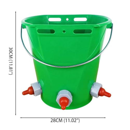 Feed Bucket,Livestock Milk Feeder Bucket 8L Large Capacity with 1 Nipple 1 Mouth Feeding Station for Lamb Calf Goat Kid Piglet Food Grade Plastic Farm Nursing Pail with Internal Scale and Handle - color: Green1