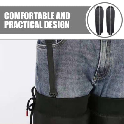 1 Pair Windproof Hiking Leg Gaiters for Men, Black Pu Material Calf Sleeves with Reflective Features, Thickened Warm Leg Covers for Motorcycle and Electric Bike Riding