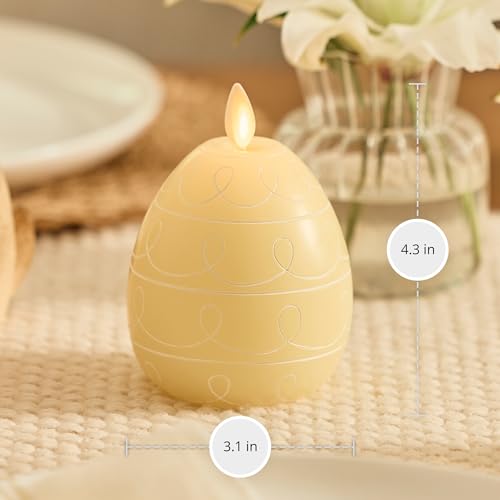 Luminara Easter Egg Candle - Lemon Chiffon 3.1" x 4.3" - Flameless Real-Flame Holiday - Inspired Decor - AA Batteries - Flickering LED Flame - color: Lemon Chiffon