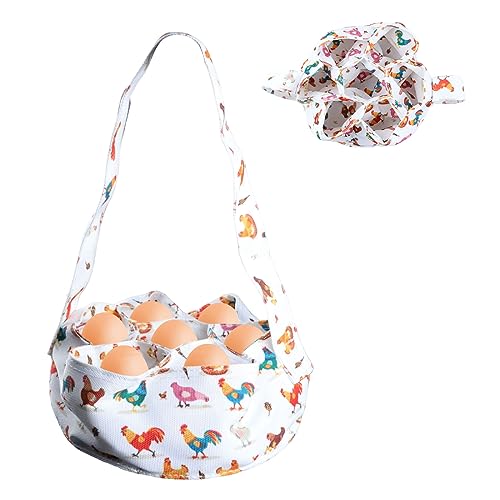 Eggs Collecting Basket with 7 Pouches, Eggs Gathering Basket Canvas Carrying and Collecting Chicken Egg Bags for Farmhouse Chicken Hen Duck Goose Housewife Garden Transporting Storage