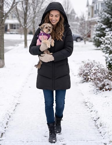 wantdo Women's Warm Winter Coat Hooded Puffer Jacket Long Parka (Available in Plus Size) - color: Black, size: Large