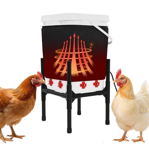 Heated Chicken Waterer 5 Gallon with Stand – 20L Chicken Heated Poultry Waterer, 8 Freeze-Proof Nipples with 4 Extras, Chicken Water Heater for Winter, Easy Clean Anti-Tip Design