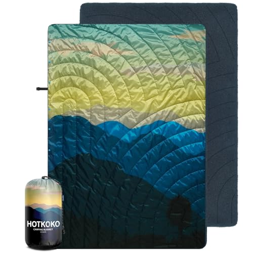 Waterproof Stadium Blanket, Fleece Camping Blanket Wearable Soft Warm Camp Blanket for Outdoor Camping, Picnic, Stadium, Sports, Beach, Car - color: Blue Mountain