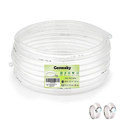 3/8’’ ID × 1/2’’ OD - 50 ft Clear Plastic Vinyl Tubing,Hybrid PVC Tubing Lightweight Non-Toxic vinyl Tube UV Chemical Resistant - size: 3/8'', style: 50 feet