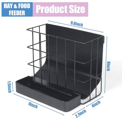 Rabbit Hay Feeder Guinea Pig Hay Holder with Hook Heavy-Duty Metal,Internal Sloping Design，Hay Feeder for Bunny,Rabbit，Chinchillas,Comes with Two Multifunctional Zippers - color: black, size: Large