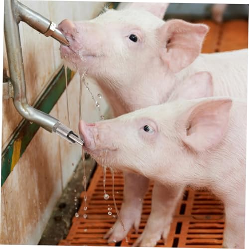 Happyyami Pig Nipple Waterer Stainless Steel Piglets Feeder Nozzle Ergonomic Pig Drinking Nozzles for Farm Livestock