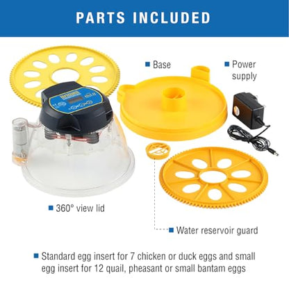 Brinsea Mini II Advance & Insert, Egg Incubator with Automatic Egg Turning and Temperature Control for Hatching 7 Eggs or up to 12 with Insert, Ideal Incubator for Hobbyists and More - size: 7 Eggs with extra insert