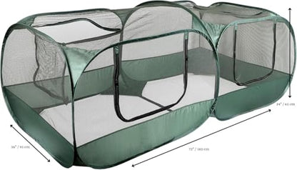 YAKCAM Pop-Up Chicken Run Tractor 6x3 ft, Foldable Enclosure for Hens | Portable, Light-Weight, for Chicks | Also for Rabbits and Small Animals | Detachable Bottom, 4 Zip Doors, Bowl and Bag